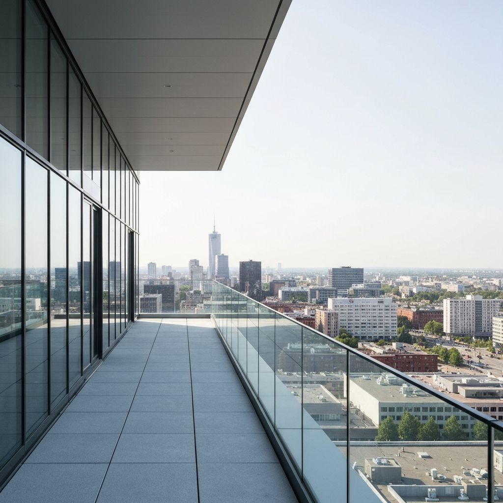 Rooftop balcony with glass railing